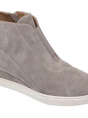 Women's Linea Paolo Suede Slip-On Wedge Sneaker Boot in Light Gray